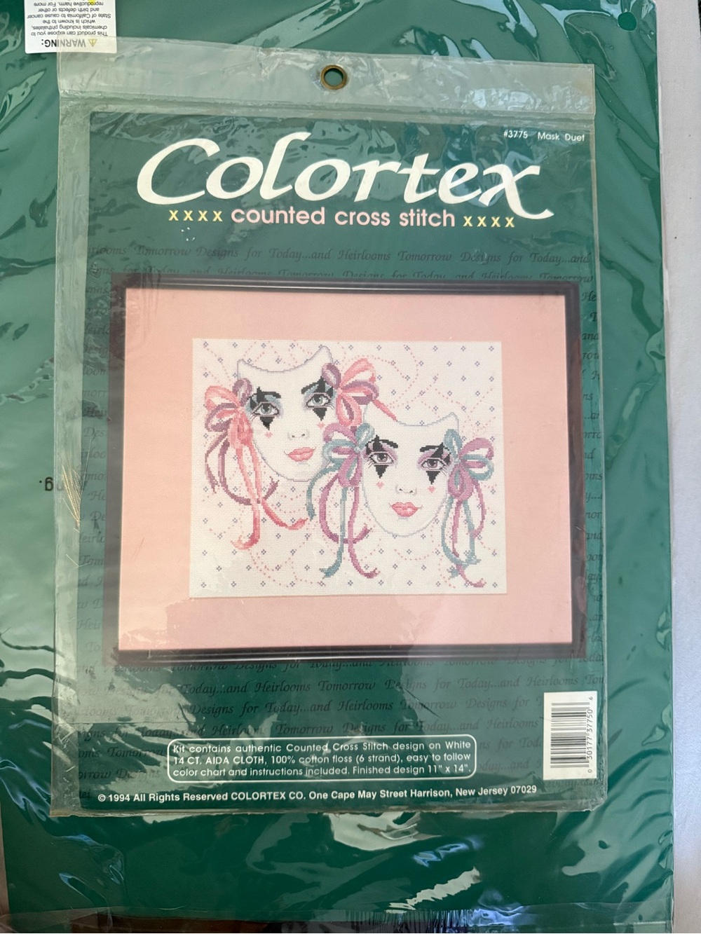 Colortex Counted Cross Stitch Mask Duo in Pink & Teal